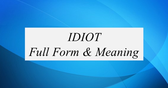 IDIOT Full Form And Meaning