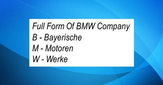 Full Form Of BMW Company 