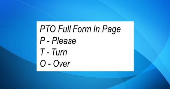 PTO Full Form In Page 